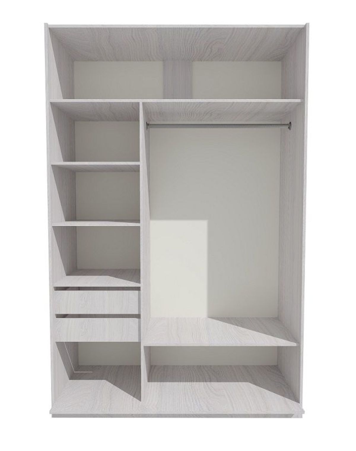 Шкаф-купе 1500 серии SILVER S1+S1+B2+PL2 (2 ящика+1 штанга+1 полка) профиль «Серебро» | фото 2