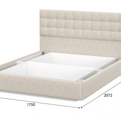 Кровать двойная №2 (универсальная 1.6х2.0) Серия 2 + основание (Белый/Бежевый ткань/Квадро Бежевый ткань) | фото 2