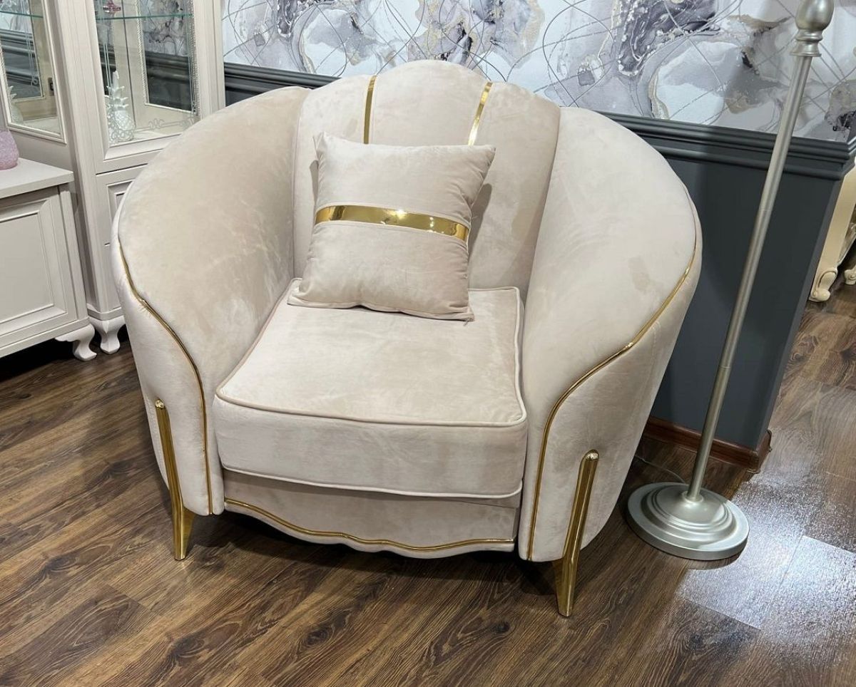 Комплект мягкой мебели Lara 3-1-1 с раскладным механизмом (бежевый/золото) | фото 4