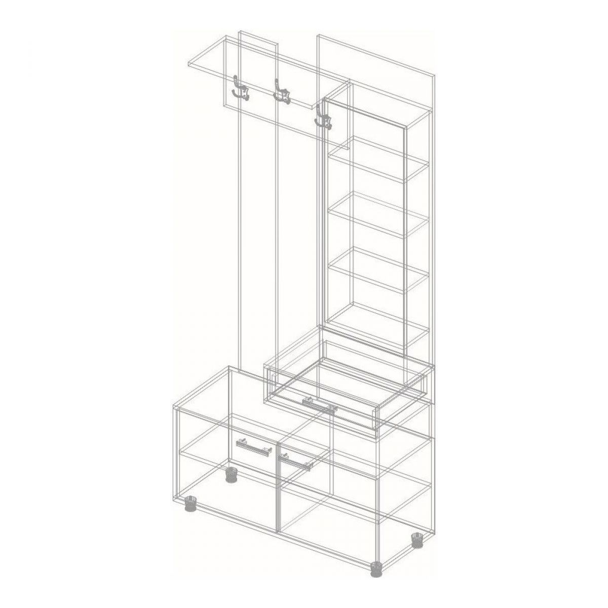 ГРАФ Вешалка с зеркалом ПРАВОЕ исполнение (перламутр) | фото 2