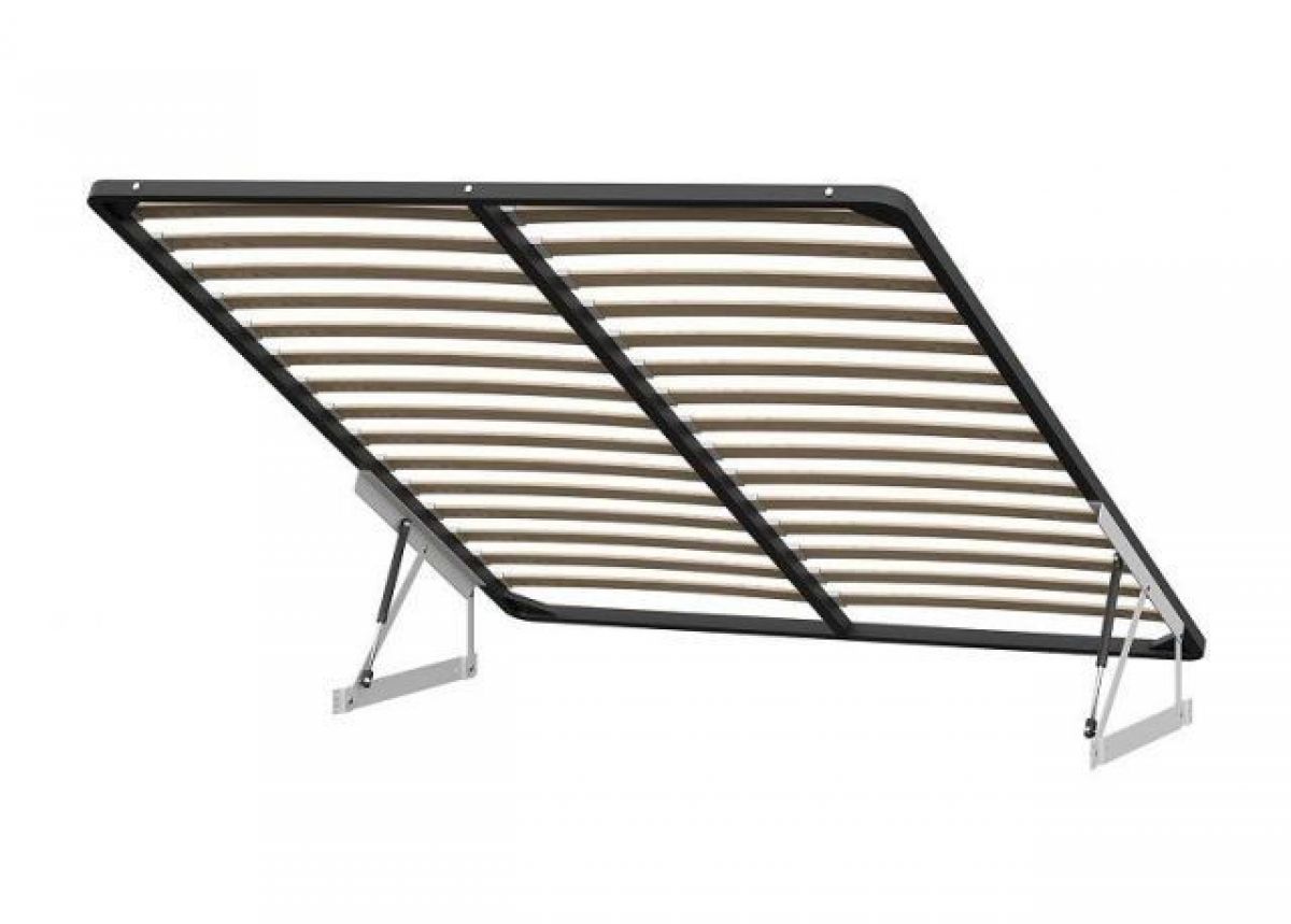 Кровать двойная №2 (универсальная 1.4х2.0) Серия 2 + основание с ПМ (Белый/Бежевый ткань/Квадро Бежевый ткань) | фото 2