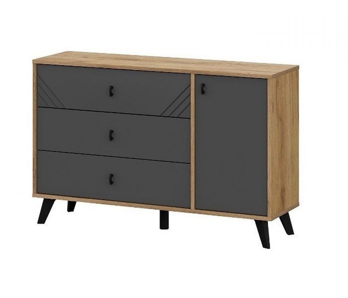 БАЙКАЛ Комод 3 ящика (со створкой) Графит/Дуб золотой | фото 2