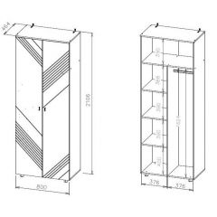 БАЙКАЛ Шкаф двухстворчатый (комбинированный) Графит/Дуб золотой | фото 3