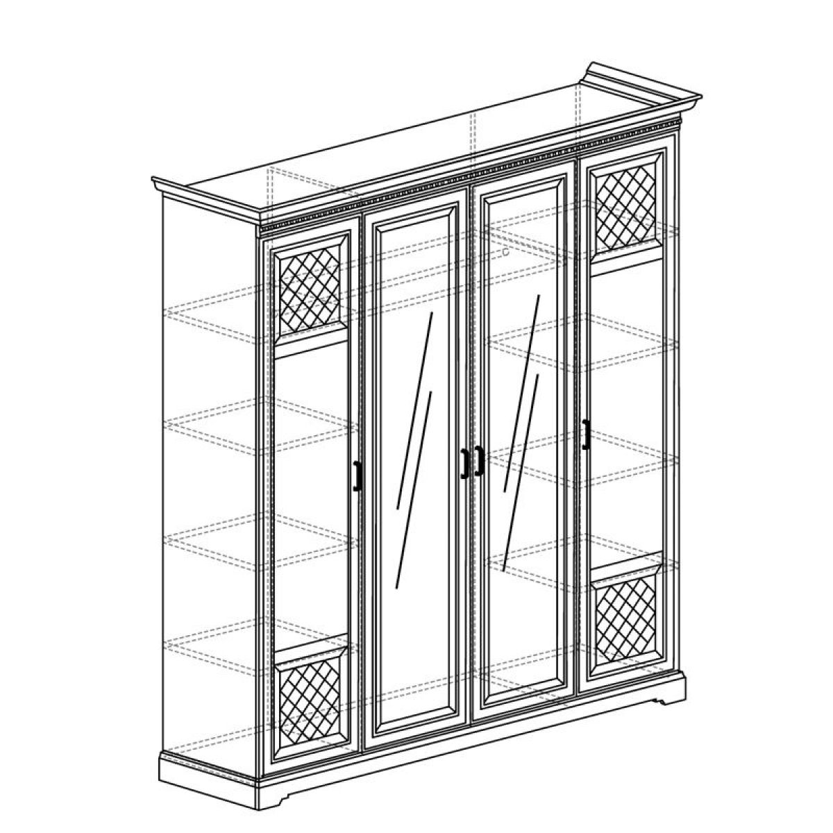 Шкаф для одежды 4-дверный №814 Парма кремовый белый | фото 2
